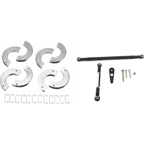 4 Pcs Metal Wheel Weight Op Tire Counterweight & 1 Set Metal Steering Rod Servo Link Servo Arm