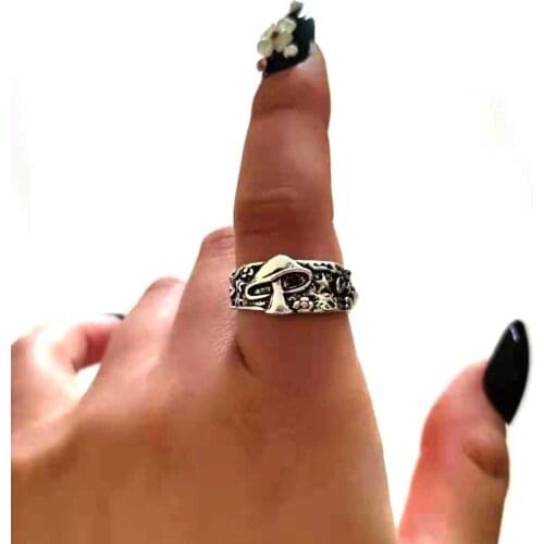 5pcs Vintage Star Flower Pattern Ring for Women Men Multi Size Femme Statement Retro Punk Hip Hop Biker Finger Party Night Club