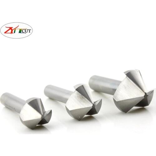 6pcs/set 90 degree set chamfering cutter three-edge chamfering drill reaming round hole trimmer countersunk head