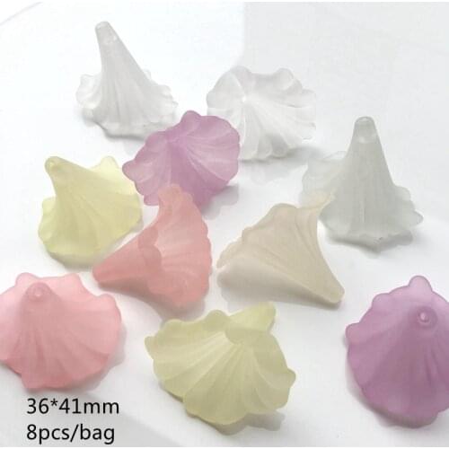 Acrylic Translucent flower Beads for Jewelry DIY Making Dull Polish Morning glory raised grain Craft Accessory 36*41mm 8PCS/bag