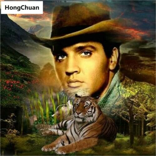 Western Retro Style Elvis 5D DIY Square/Round Diamond Painting Mosaic Cross Stitch Home Decoration Mural Christmas Gift New Year