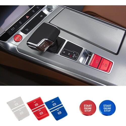 Car Console Gear Shift Engine Start Stop Button Circle Trim Auto H Button Decorative Cover For Audi A6 C7 C8 Interior Stickers