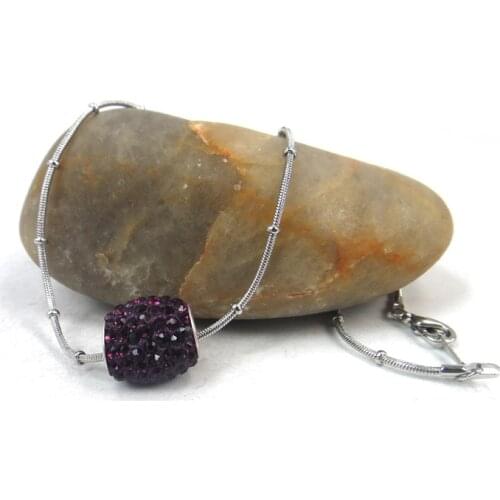 Free shipping New arrival Fashion purple pave spacer pendant Bamboo chain women necklace