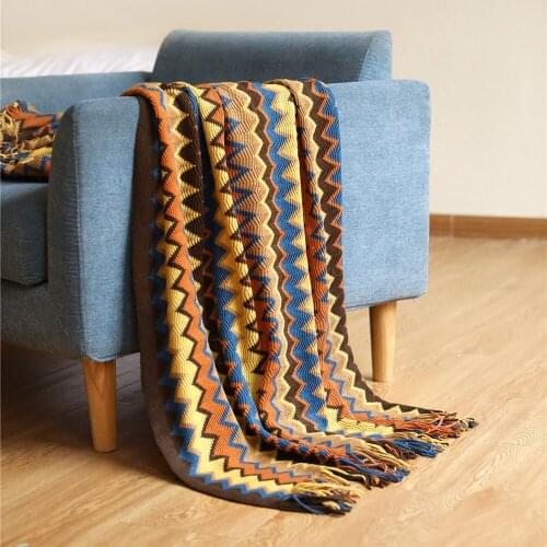 Bohemian Tassel Knitted Throw Blanket Sofa Blanket Tapestry Bedspread Travel Blanket Boho Decor