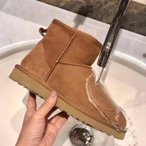 Snow boots women waterproof Australia winter worm shoes Non-slip rubber sole 100% genuine cowhide leather big size wholesale