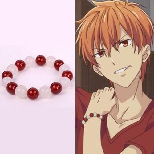 Fruits Basket Bracelet Souma Kyou White Red Crystal Beads Bangle Bracelets Cosplay Prop Jewelry Decoration Fashion Jewelry