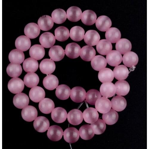 Natural Gem Pink Cat Eye Round Stone Beads For Jewelry Making 4 6 8 10 12mm Spacer Loose Beads Diy Bracelet Necklace 15