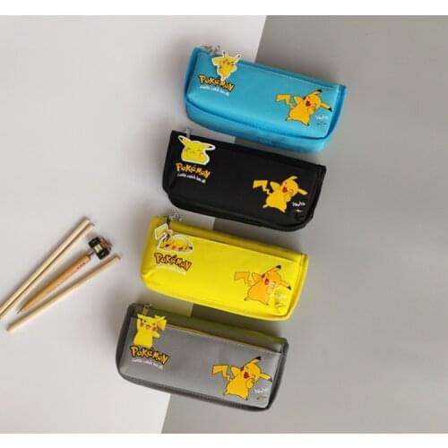 Pokemon cartoon toy pencil bag Japanese anime Pikachu pupil pencil bag large capacity middle school student stationery bag