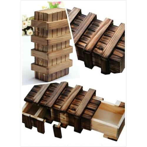 Magic Compartment Wooden Puzzle Box With Secret Drawer Brain Teaser Funny Baby Kids Educational Puzzles Toy Gift For kids
