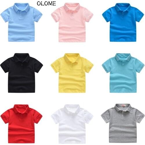 OLOME Summer Solid Children Polo Shirts Cotton Classical Short Sleeve Polo Shirts Boys School Clothes Unisex Kids Top Tees