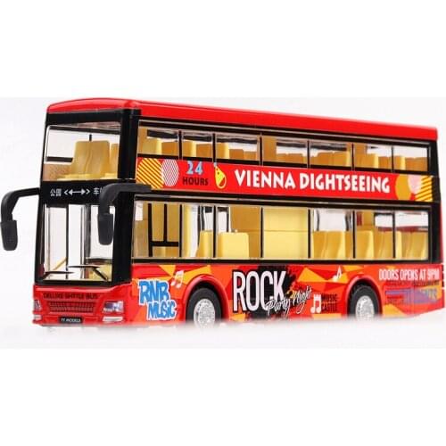 Double-decker Bus 1/36 Model Metal Car Alloy Cars With Lights Sound Vehicles Toys Collection Gifts For Kids Children