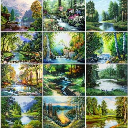 EverShine Diamond Painting 5D Forest Diamond Embroidery Full Drill Square Landscape Mosaic Cross Stitch Rhinestones Handicraft