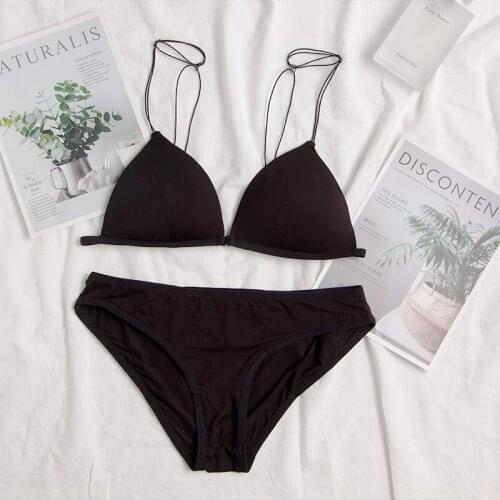 French Back Bra Front Button Bra Sets Triangle Cup Little Ladies Student Bra No Underwire Sexy Seamless Underwear