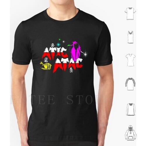 Atic Atac T Shirt Cotton Men Diy Print Zx Spectrum Retro Pixel Game Computer Video Atic Atac Attic Attack