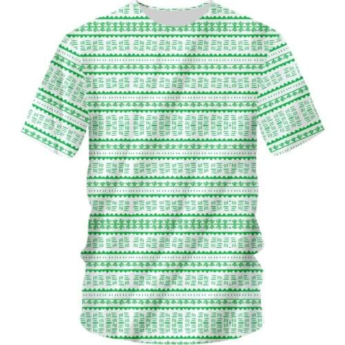 IFPD EU Size Summer Shirt Men Casual 3D T-shirt Print Green Pattern Shirt Hip Hop Short Sleeve Streetwear Oversize Men T Shirt