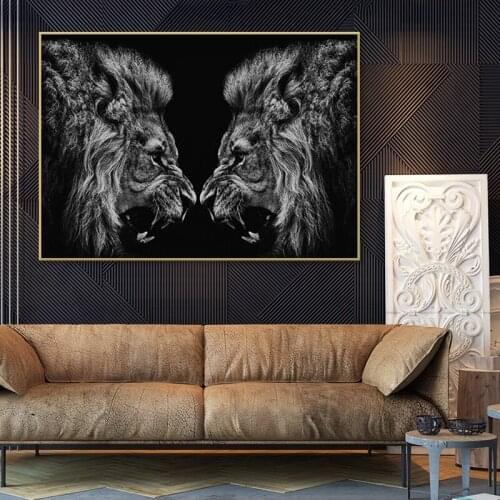 Angry Lions Posters and Print African Wild Animal Canvas Painting Lion Pictures On the Wall Modern Home Decor Wall Art Mural