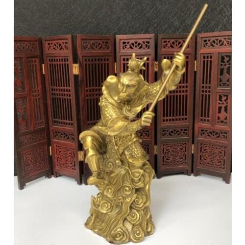 China brass carving Monkey King crafts statue