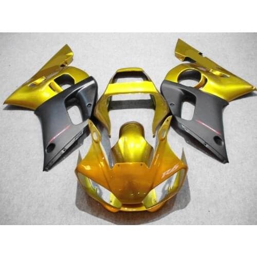 Motorcycle Fairing kit for YAMAHA YZFR6 98 99 00 01 02 YZF R6 1998 2000 2002 YZF600 Golden black ABS Fairings Set+7gifts YX12