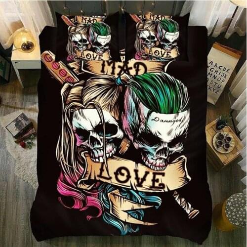 Bedding Set terror Death Skull Skull Bride black and white European style 2/3pcs soft Duvet Cover Sets Pillowcase