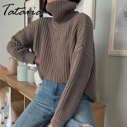 Brown Turtlenecks Fall Sweaters for Women Fashion Winter 2021 Tricot Soft Casual Basic Kint Top Woman Coffee Knitted Sweaters