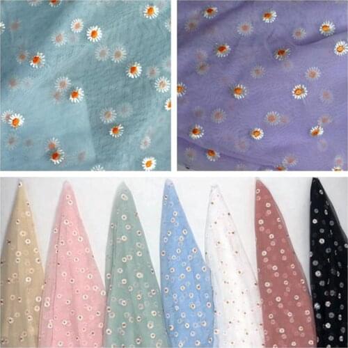 150cm wide Small Daisy Mesh Embroidery Lace Fabric DIY Curtain Dress Childrens Clothing Baby Clothes French Net Tulle Fabric