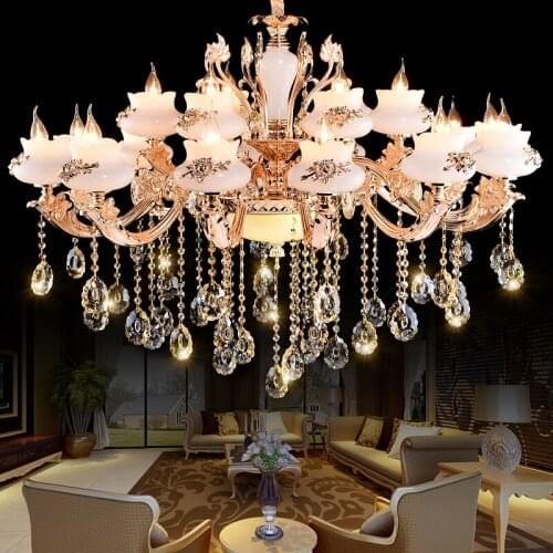European villa complex chandelier zinc alloy jade crystal chandelier hotel living room modern led crystal Chandelier lustre de