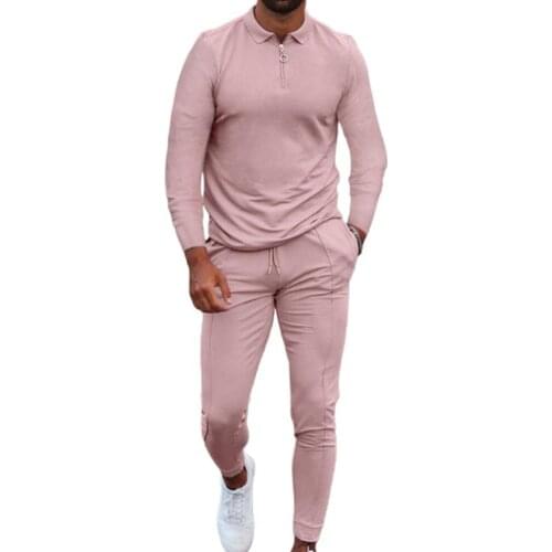 Men Tracksuit Set Casual Solid Color Men Tracksuit Set Elastic Waist Skin-friendly Long Sleeve Pockets Sports Suit Sportswear
