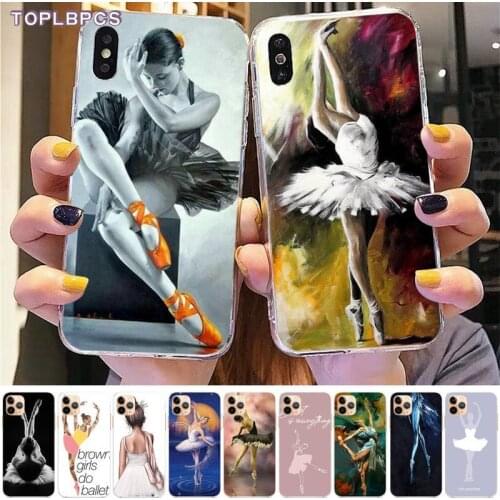 TOPLBPCS Ballerina girl dancing Soft black Phone Case for iPhone 8 7 6 6S Plus X 5S SE 2020 XR 11 pro XS MAX