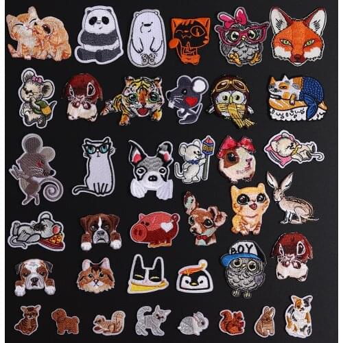 Mouse Owl Cat Embroidery Patch Heat Transfers Dog Iron On Sew On Patches for Clothing DIY Clothes Stickers Decor Appliques