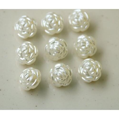 Wholesale 80pcs 13*12mm Pearl Rose Flower Acrylic Beads Fit Girls Bracelet Necklace Earring Ornament Accessory Garment Shoes DIY