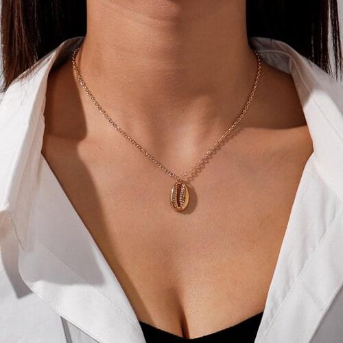 Minimalism Beach Shell Pendants Necklaces Creative Alloy Gold Color Lips Necklaces for Women Jewelry Summer Girls Collares