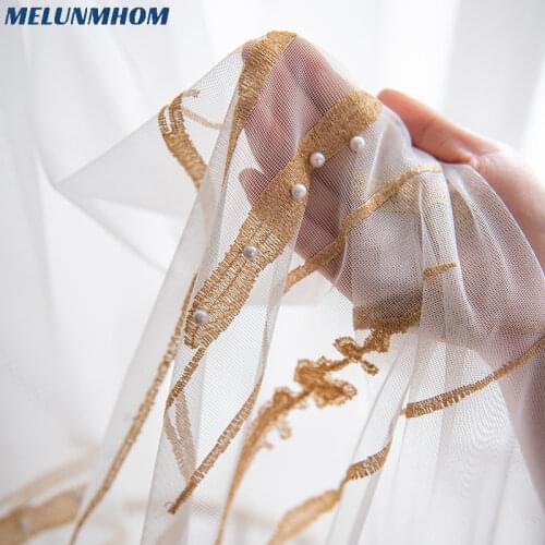 Cortinas Dormitorio Luxury Tulle Embroidery Sheer For Living Room Bedroom Grey Screens Gauze Curtain For Custom