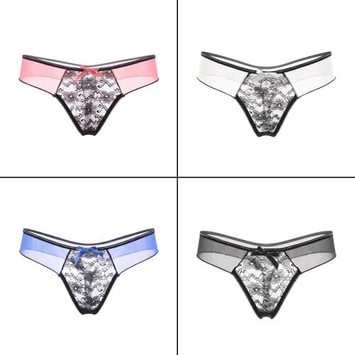 Sexy and Cute Ladies Comfortable Underwear, Transparent Lace Low-waist Briefs, Bowknot Breathable and Seamless Panties