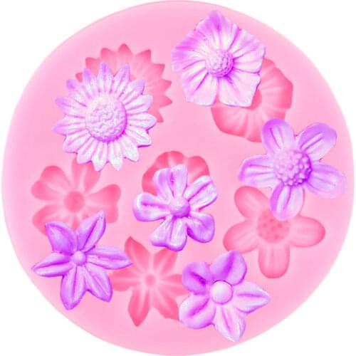 Flower Silicone Molds Daisy Cupcake Topper Fondant Christmas Wedding Cake Decorating Tools Candy Polymer Clay Chocolate Moulds