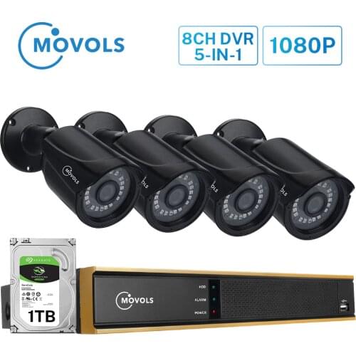 Movols 8CH CCTV camera System 4PCS 1080p Outdoor Weatherproof Security Camera DVR Kit Day/Night Home Video Surveillance System