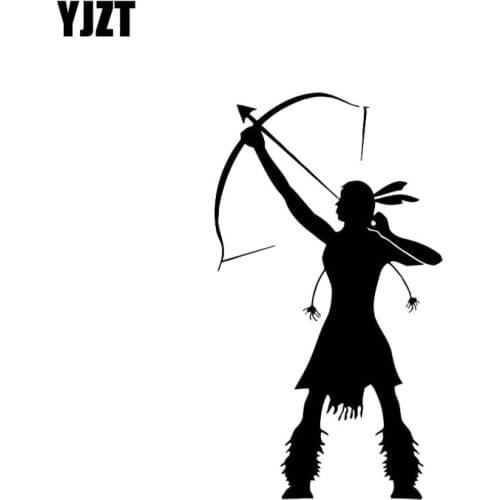 YJZT 7.9*14.1CM Indian Lady Bold Brave Archer Popular Fashion Style Vinyl Decal Black/Silver Car Sticker C20-0794