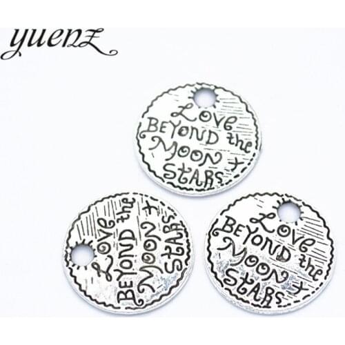 YuenZ 10 pcs Metal Antique Silver color Letter love beyone the moon star Charms Pendant For Bracelet Jewelry Making S254
