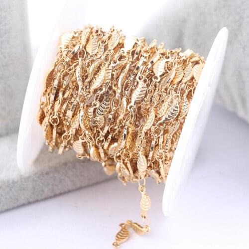 5meters/Roll Bracelet Making Chains Stainless Steel Gold Plated Feather Charm Chain For Anklet Jewelry Diy Supplies