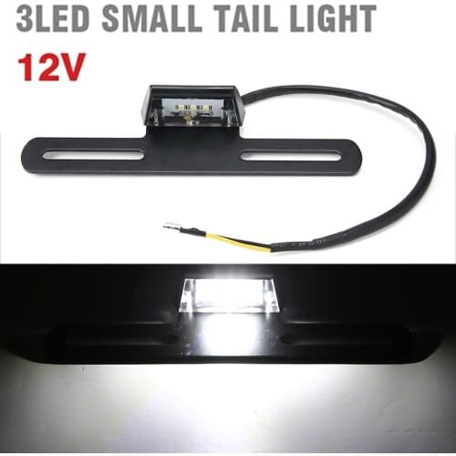 1pc Motorcycle White LED Light 12V Motorbike Scooter Number Plate Light Aluminum License Plate Holder Bracket