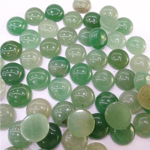100Pcs 14x5mm Wholesale Natural Green Aventurine Round Cab Cabochon DIY Jewelry Making Accessories M162