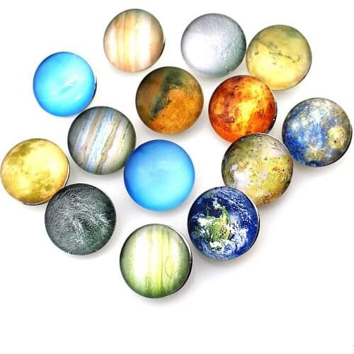 12pcs/lot universe the earth snap button charms snap glass Fit 18mm/20mm DIY Snap Bracelet Jewelry