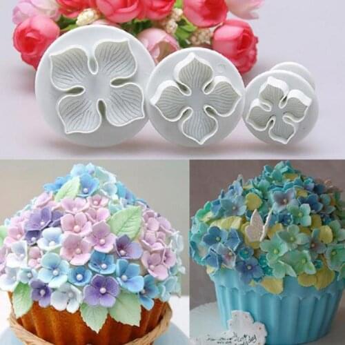 3pcs/set Cake Flower Mold Hydrangea Fondant Cake Decorating tools Sugar Craft Plunger Cutter Baking Tool
