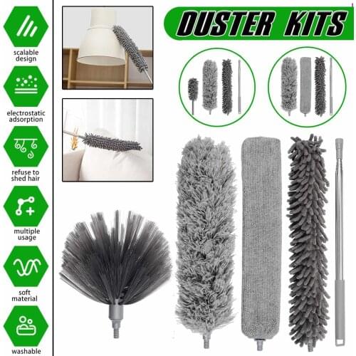 4/5PCS Corner Cleaning Tool Nook Duster Long Handle Dust Cleaner Floor Brush Easy To Clean Sweeper Car Wash Mop Broom Microfiber