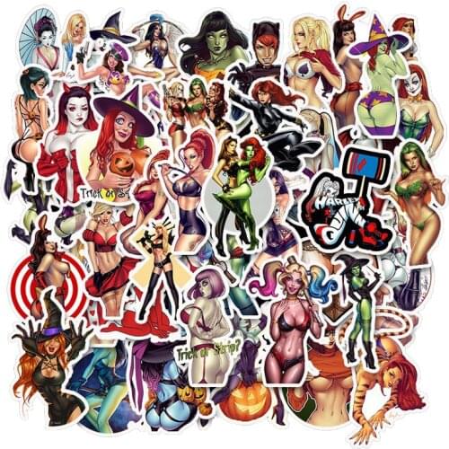 50Pcs Computer Sticker Waterproof Tease Vulgar Sexy Beauty Girls Stickers Laptop Skateboard Luggage Decal For Notebook Sticker