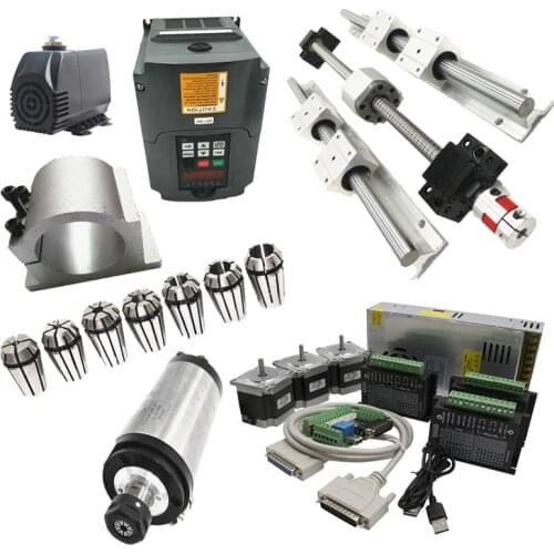 6pc linear rail SBR16 L300/1200/1200mm+12PC SBR16UU+SFU1605 CNC Ballscrew Sets cnc +1.5KW ER11 WATER-COOLED SPINDLE MOTOR kit