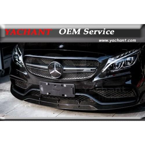 Car-Styling Carbon Fiber Front Lip Splitter 2Pcs Fit For 2015-2016 MB W205 C63 Brabus Style Front Bumper Lip