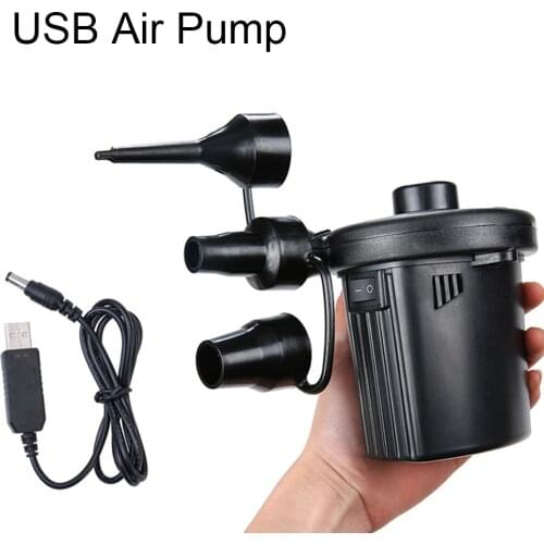 Electric Air Pump Potable Inflatable Compressor Camping Pump For Mattress Swimming Pool Fast Air Filling Inflator with 3 Nozzles