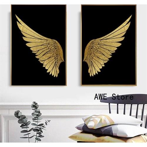 Nordic Style Modern Art Print Golden Wing Pictures Canvas Painting Oil Painting Modern Wall Art Poster in Livinroom Home Decor