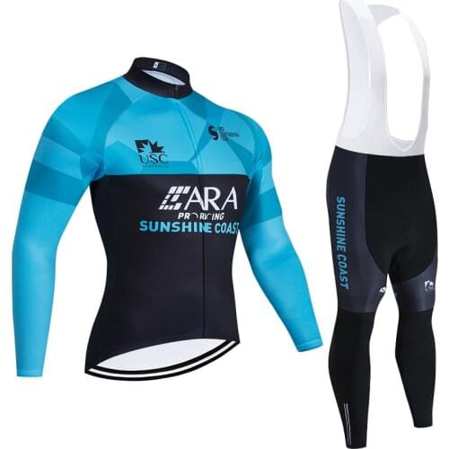 Winter AU SUNSHINE CYCLING TEAM JERSEY 20D Bike Pants Set Ropa Ciclismo Thick Thermal Fleece Pro BICYCLING JACKET Maillot Wear