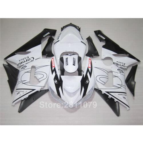 Motorcycle fairing kit for Kawasaki Ninja ZX6R 05 06 classical white black fairings set ZX6R 2005 2006 KY08